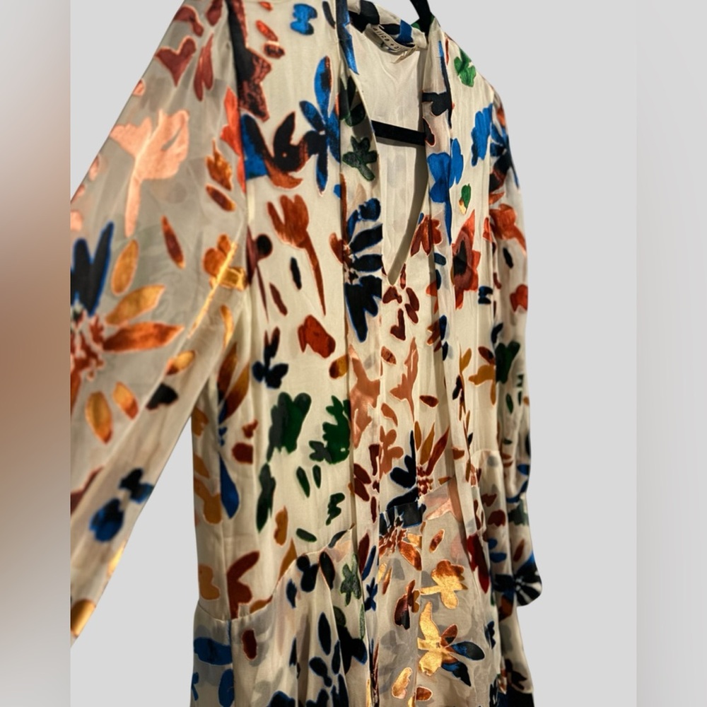 Alice + Olivia Burnout Velvet Floral Sheer Mini Dress | Size Small - Picture 5 of 6